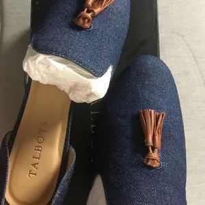 D'Orsay Flats blue denim w/tassels Size 9.5 M